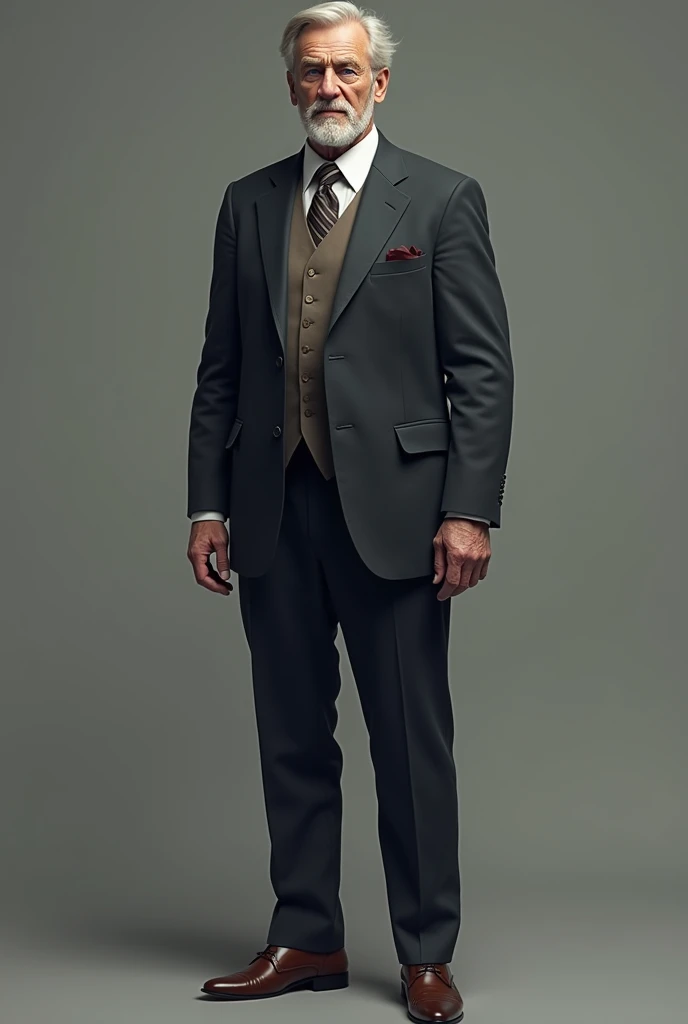 gray hair man, 70 ans, blue eyes, large,mince , sportif