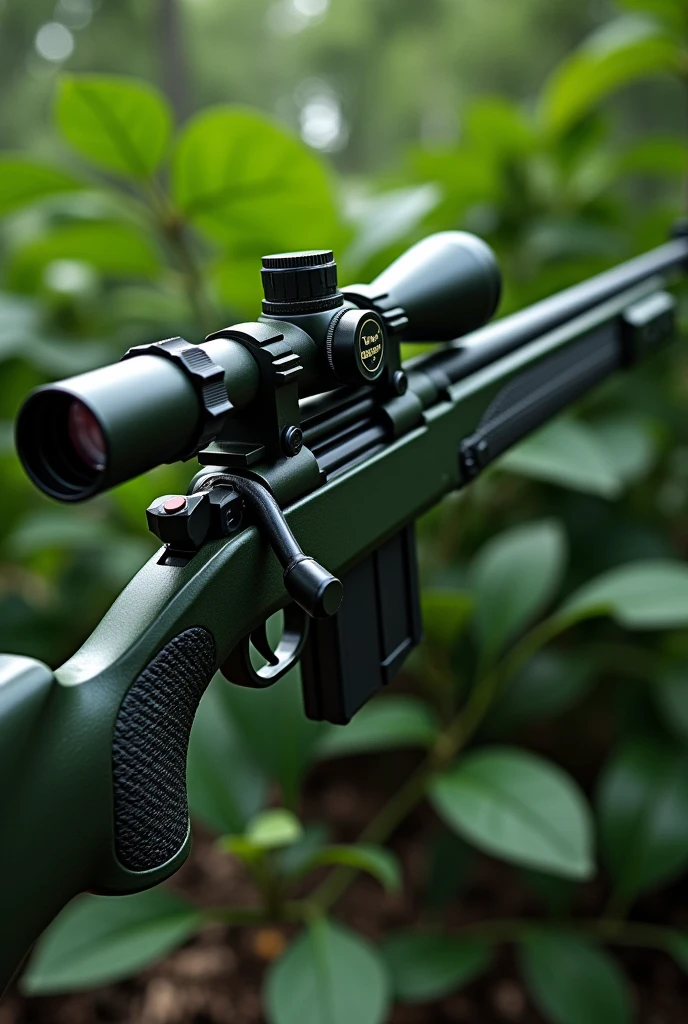 Create an image of a long range firearm in green color