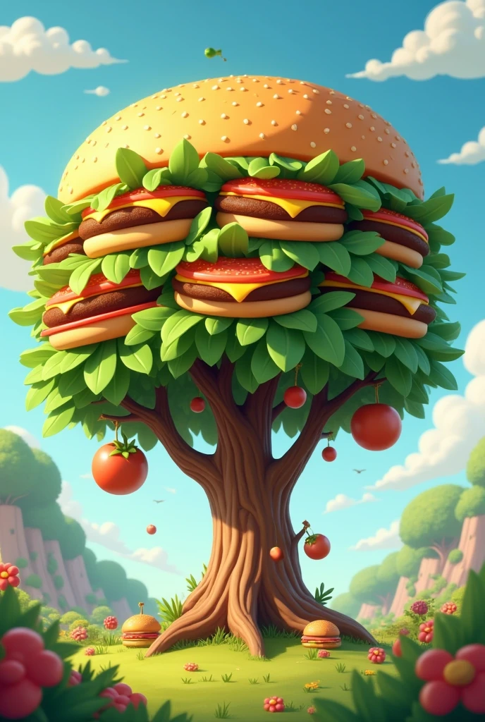 Burger tree for cartoon video