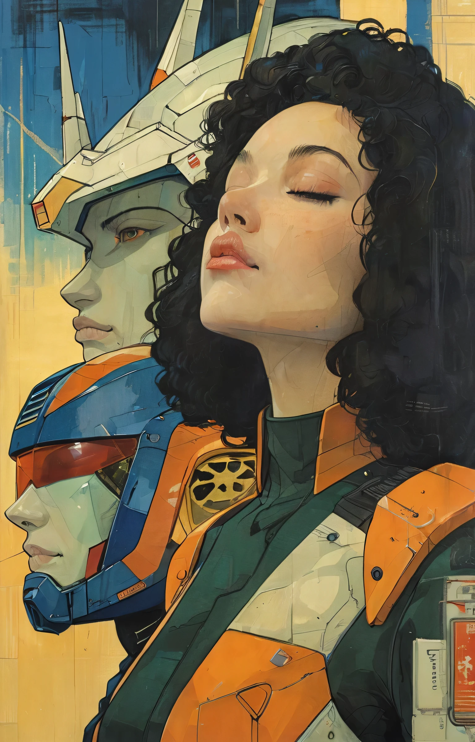 masterpiece,最high quality,Gundam Portrait,figure,Diane Dillon Style,The highest masterpiece、high quality、Golden ratio composition、