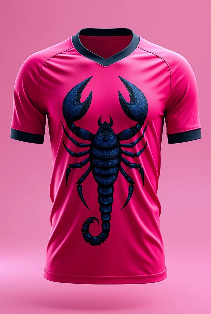 a pink football shirt with a scorpion underneath