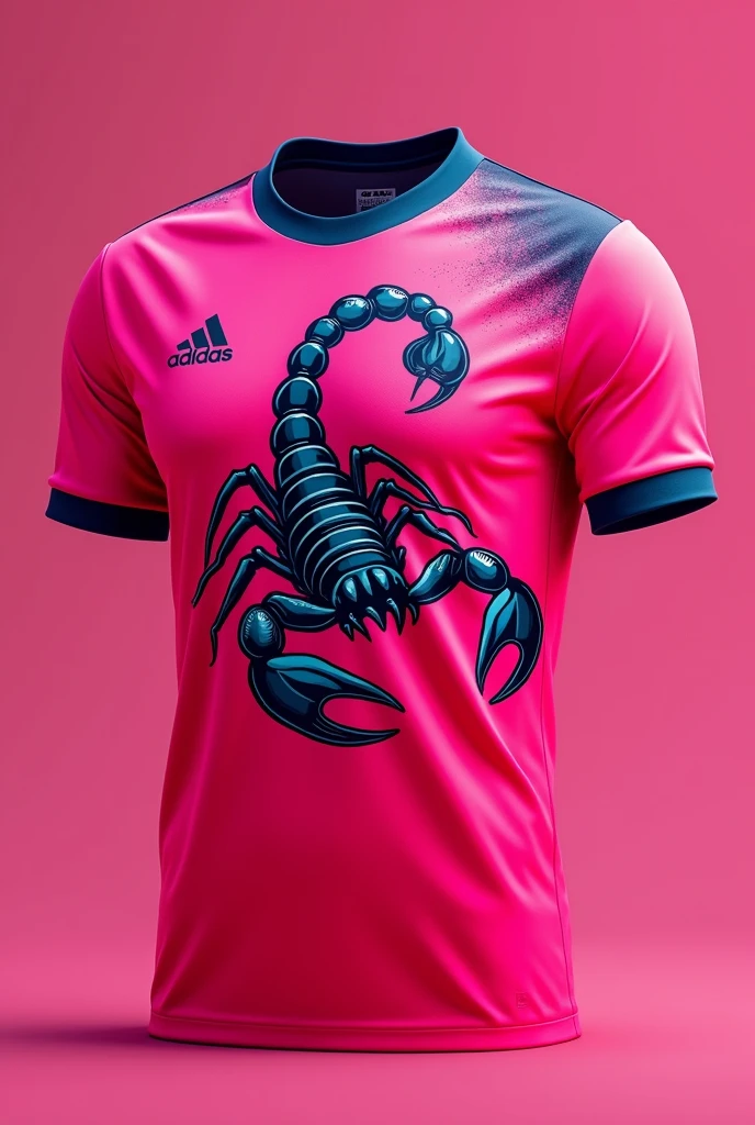 a pink football shirt with a scorpion underneath