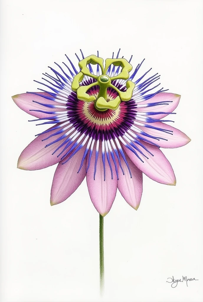 Passion flower in drawing