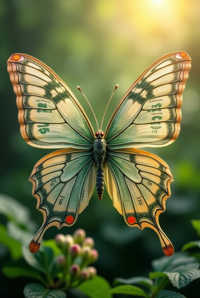 butterfly with wings literally made of dollars