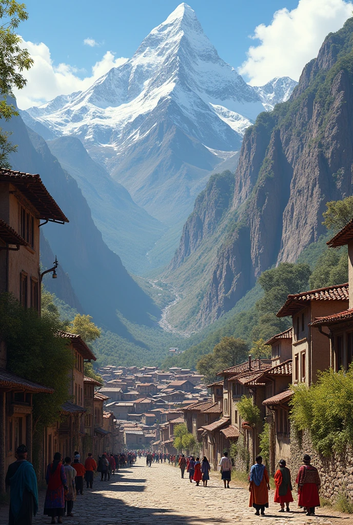 Andean community with mountains