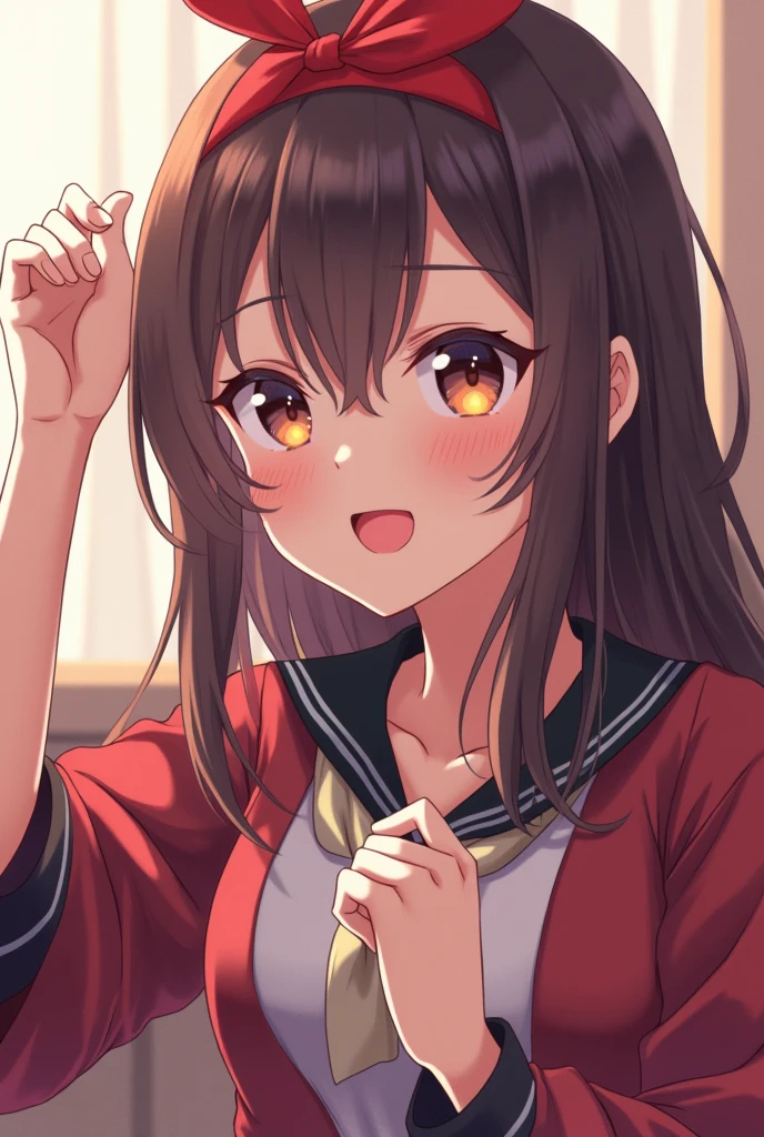 An anime girl getting