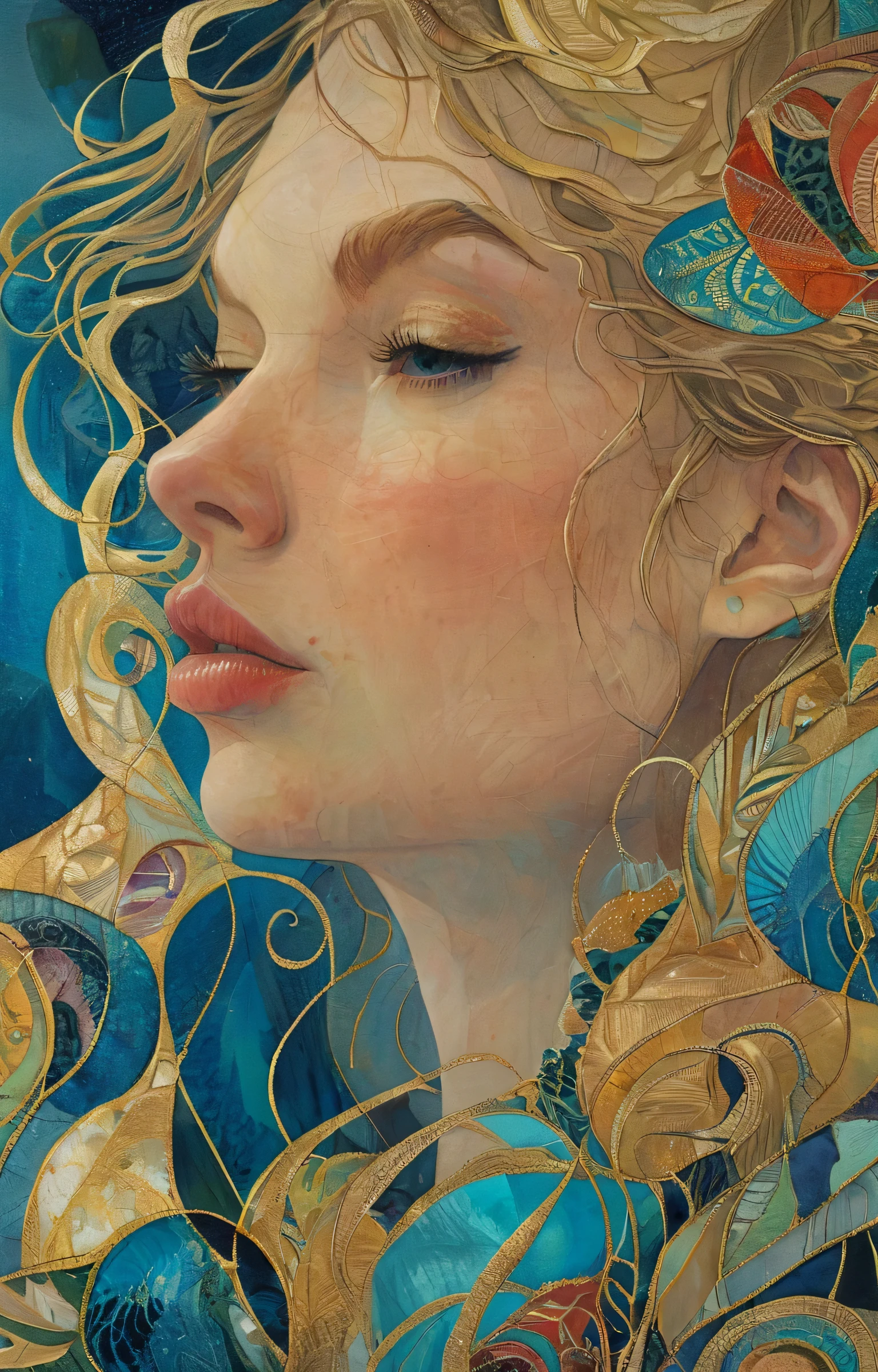 masterpiece,最high quality,Taylor Swift portrait in organic style,figure,Diane Dillon Style,The highest masterpiece、high quality、Golden ratio composition、
