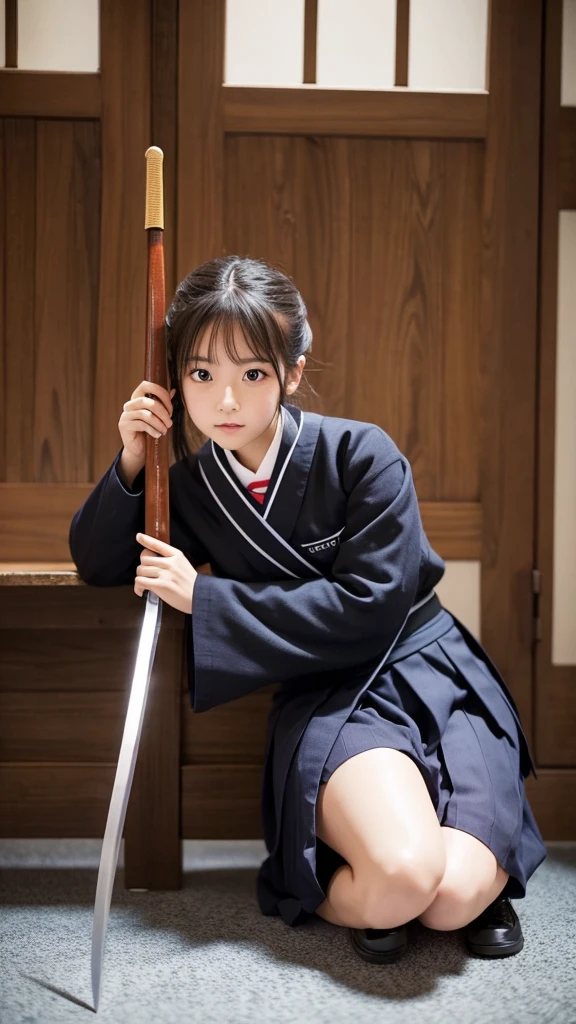 Photo quality, Cute girl, Kendo uniforms, Swinging a sword, Elevate your legs