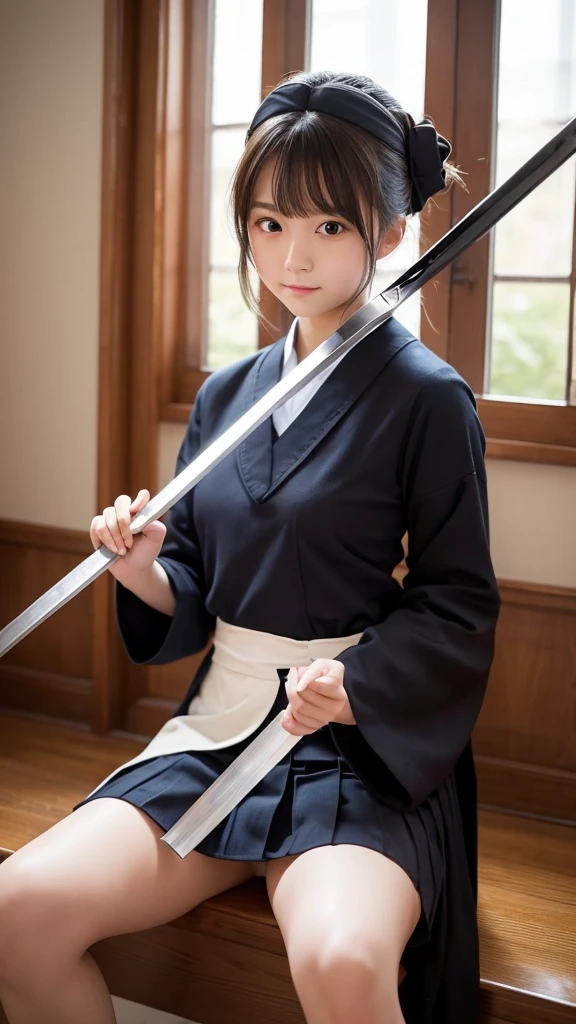 Photo quality, Cute girl, Kendo uniforms, Swinging a sword, Elevate your legs