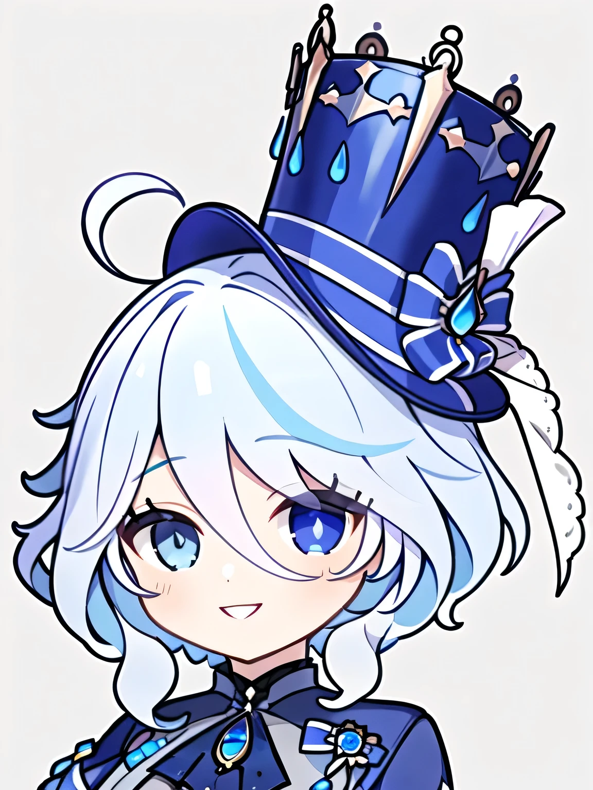 ((masterpiece,best quality)), 1 Girl, Forrina, Heterochromia, Blue Hat, portrait, Smile, Shut up,