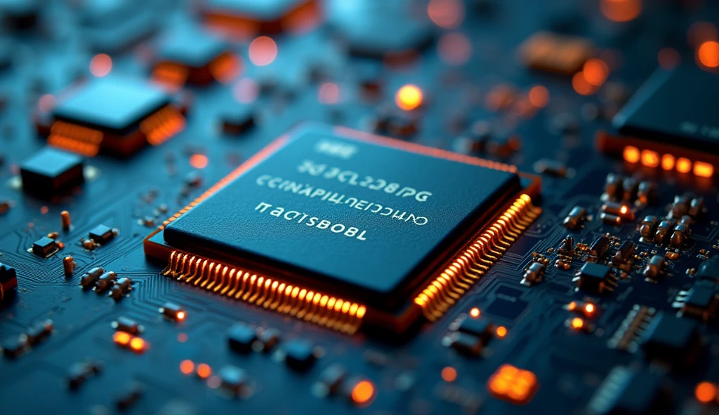 a photo of high tech and old school computer chips
