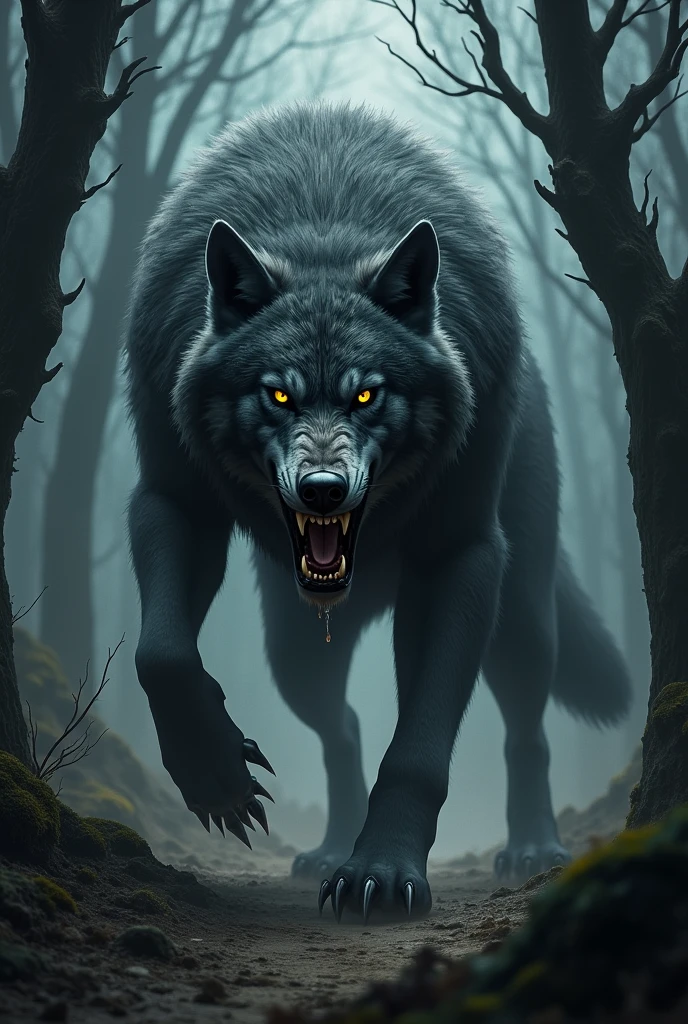 Very scary dangerous wolf