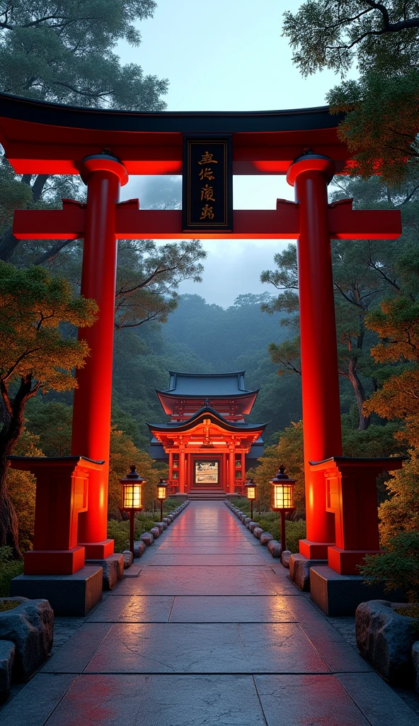 A torii gate that looks like it will bring in money、evening、