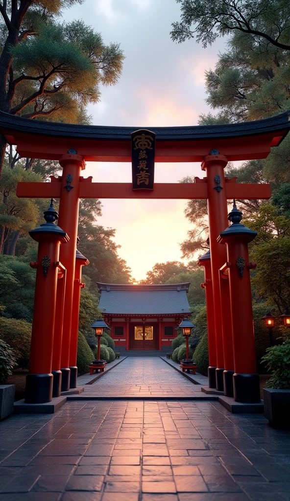 A torii gate that looks like it will bring in money、evening、