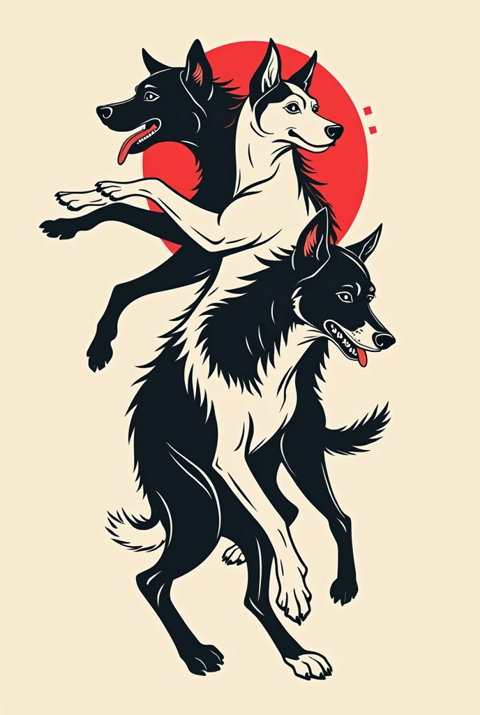 4 dogs tattoo design