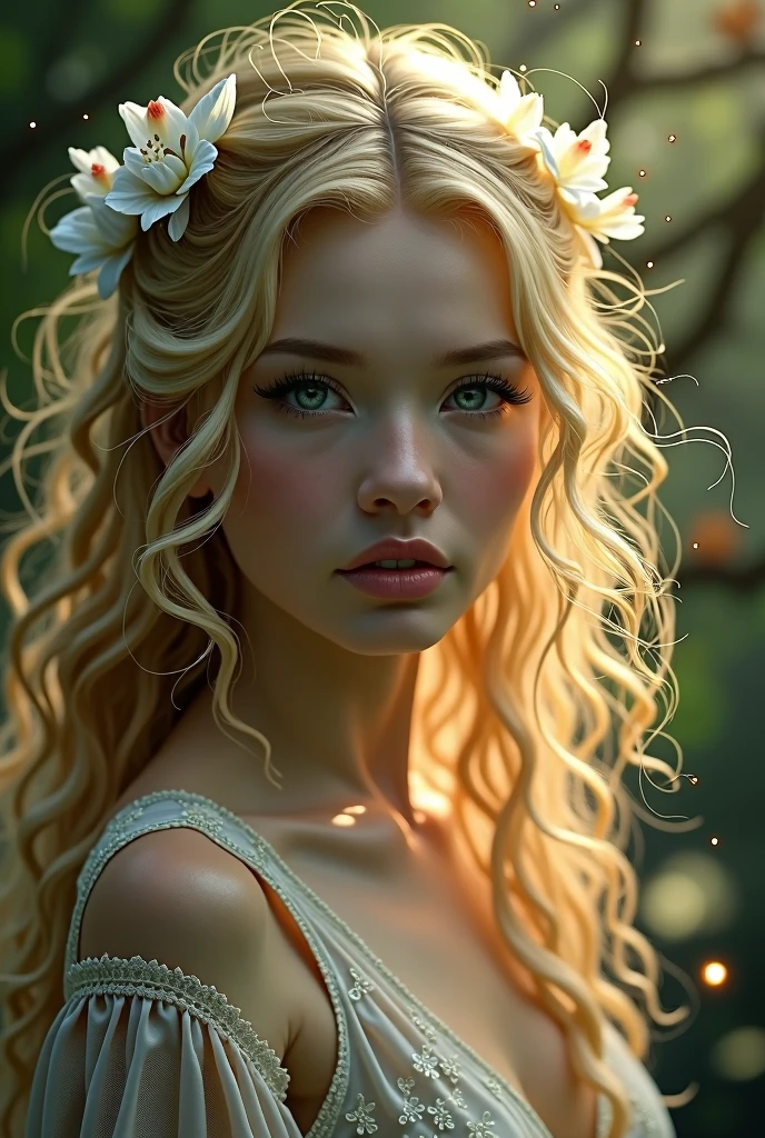 Women dark blond hair, fae