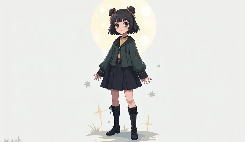 (masterpiece、Highest quality)、Look at the viewers、(Girl)(whole body)、(Black Hair)、(Big moon and stars in the background)、(A world full of noise)、(Steampunk Town)