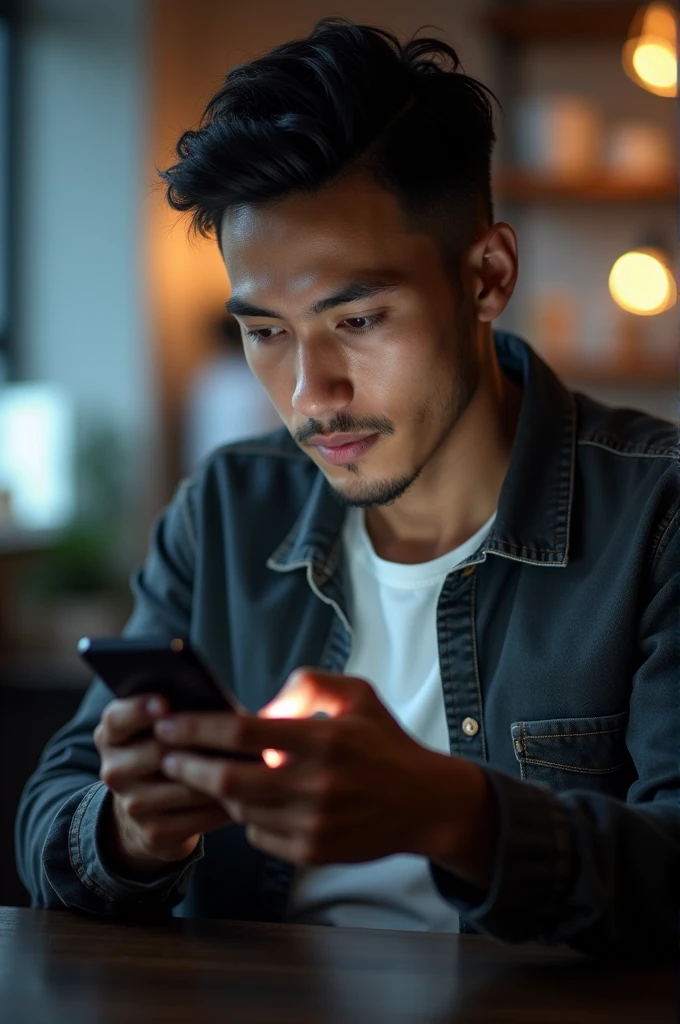 Man scrolling content in his phone 