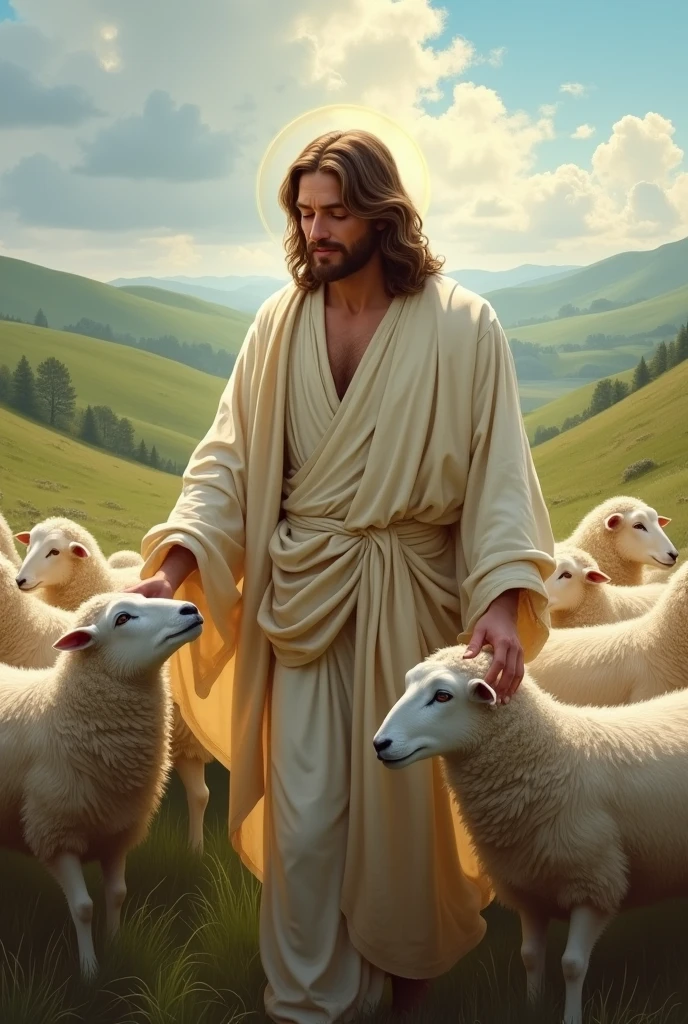 Jesus Christ taking care of the sheep 