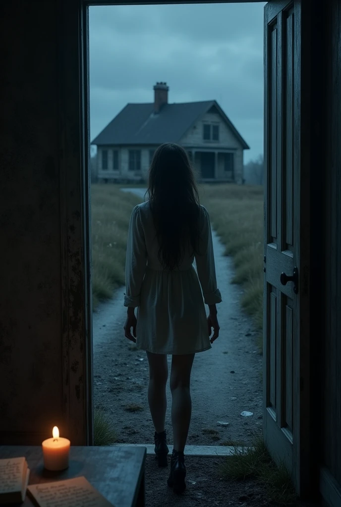Late one night, Sarah was driving down a deserted country road when her car suddenly stalled. Stranded in the middle of nowhere, she noticed an old farmhouse nearby. Desperate for help, she walked towards it, but as she approached, she saw the front door slightly ajar, creaking in the wind.
As she pushed it open and stepped inside, the door slammed shut behind her. The house was pitch dark, save for the dim glow of a single candle on a table. Next to the candle was a note, written in shaky han