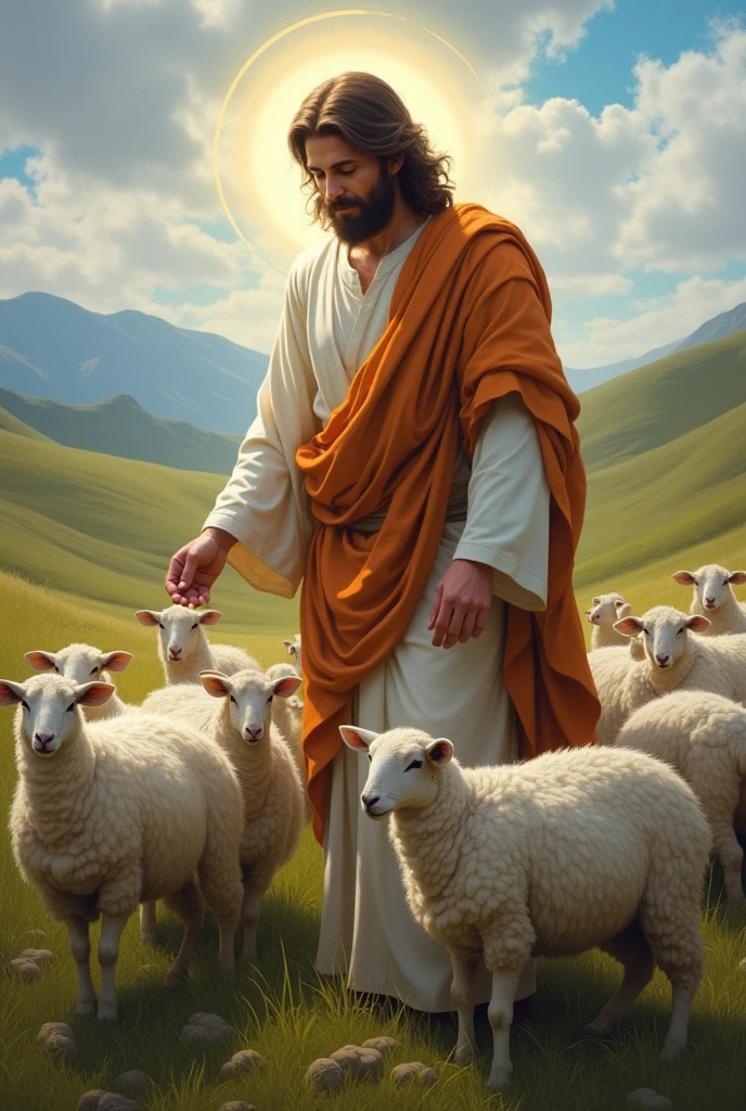 Jesus Christ taking care of the sheep
