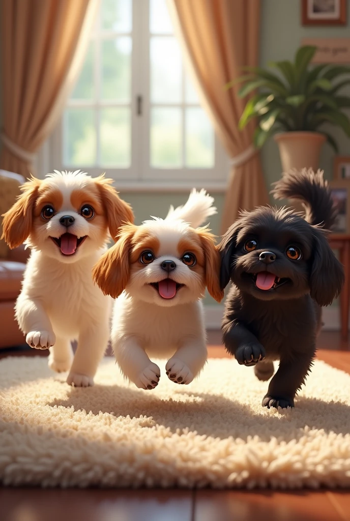 Two shih tzus and a beagle
