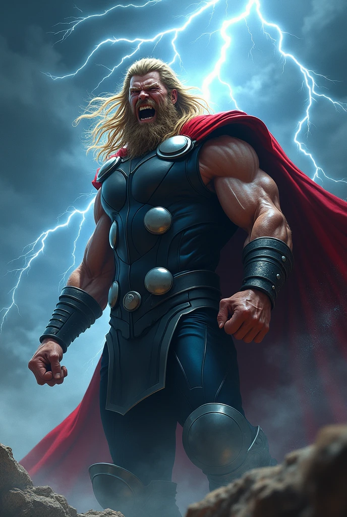 Thor Angry Looks image in thunder background