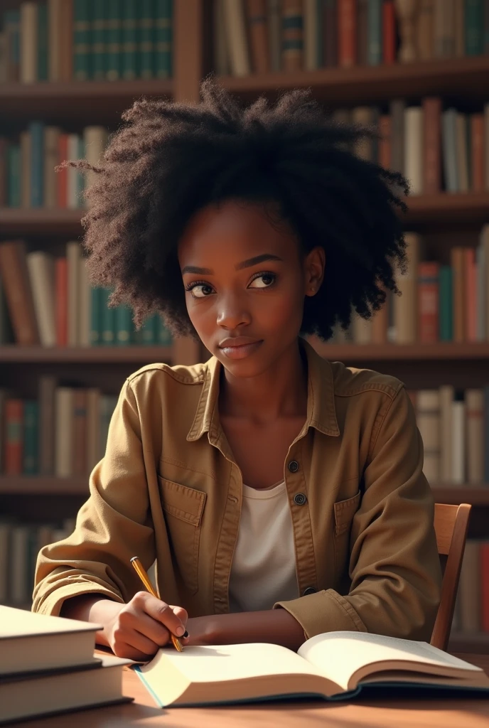 Visuals of  a young black woman studying diligently, helping others, and being a supportive friend.