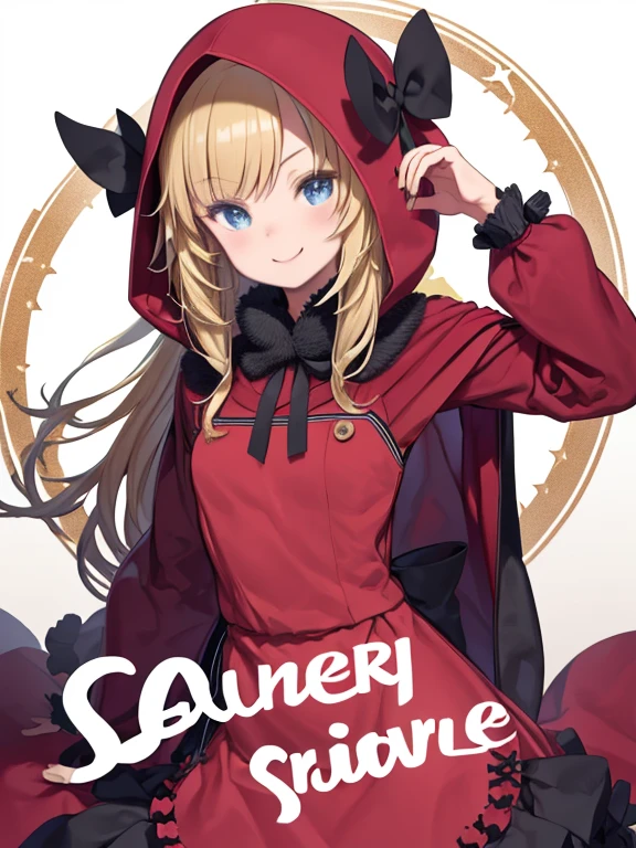 score_9,score_8_superior,score_7_superior,score_6_superior,score_5_superior,score_4_superior, One girl,alone,,lariat, Bullet points,Blonde, little red riding hood (Grimm) (Cosplay),Red dress,Red Hood, apron, evil, Crazy Smile, View your viewers, superiorper body,heart, Right pistol