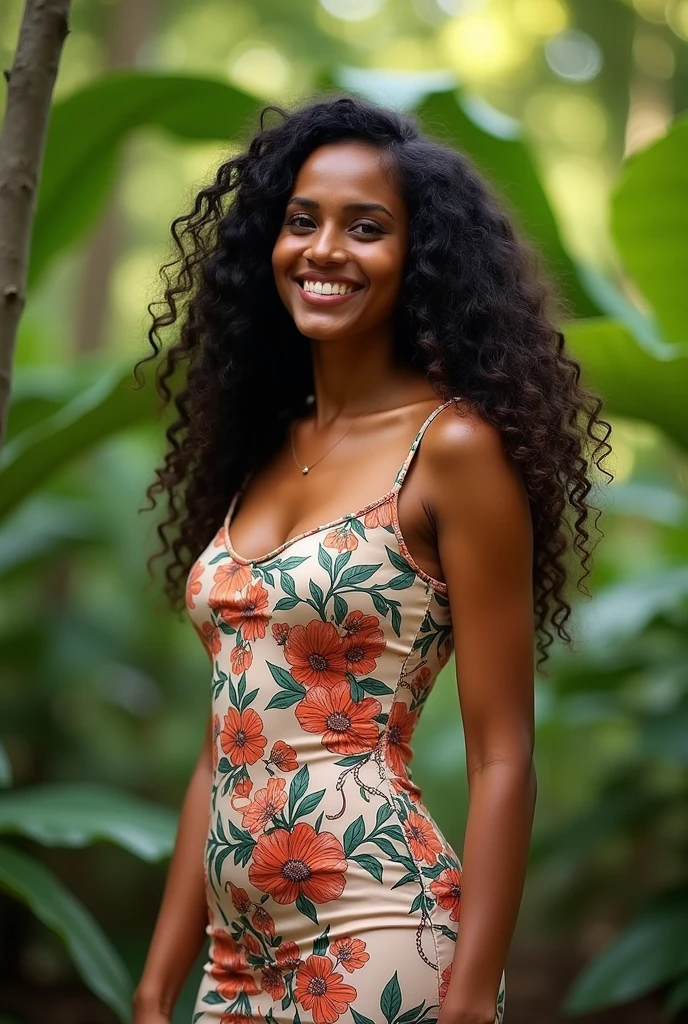 a woman standing in front of a palm tree, perfect face, by Nándor Katona, instagram, toyism, wearing a wet white short dress, dressed in a flower dress, with a seductive smile, tv show still, brazilian, 2019 trending photo, the extremely hot and sexy, floral!, white and orange, beautiful girl
