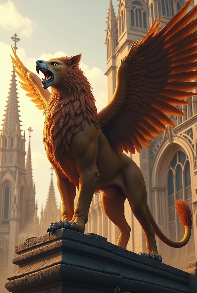 Griffon、A legendary creature with the body of a lion and the head and wings of an eagle、World Heritage Holy Church