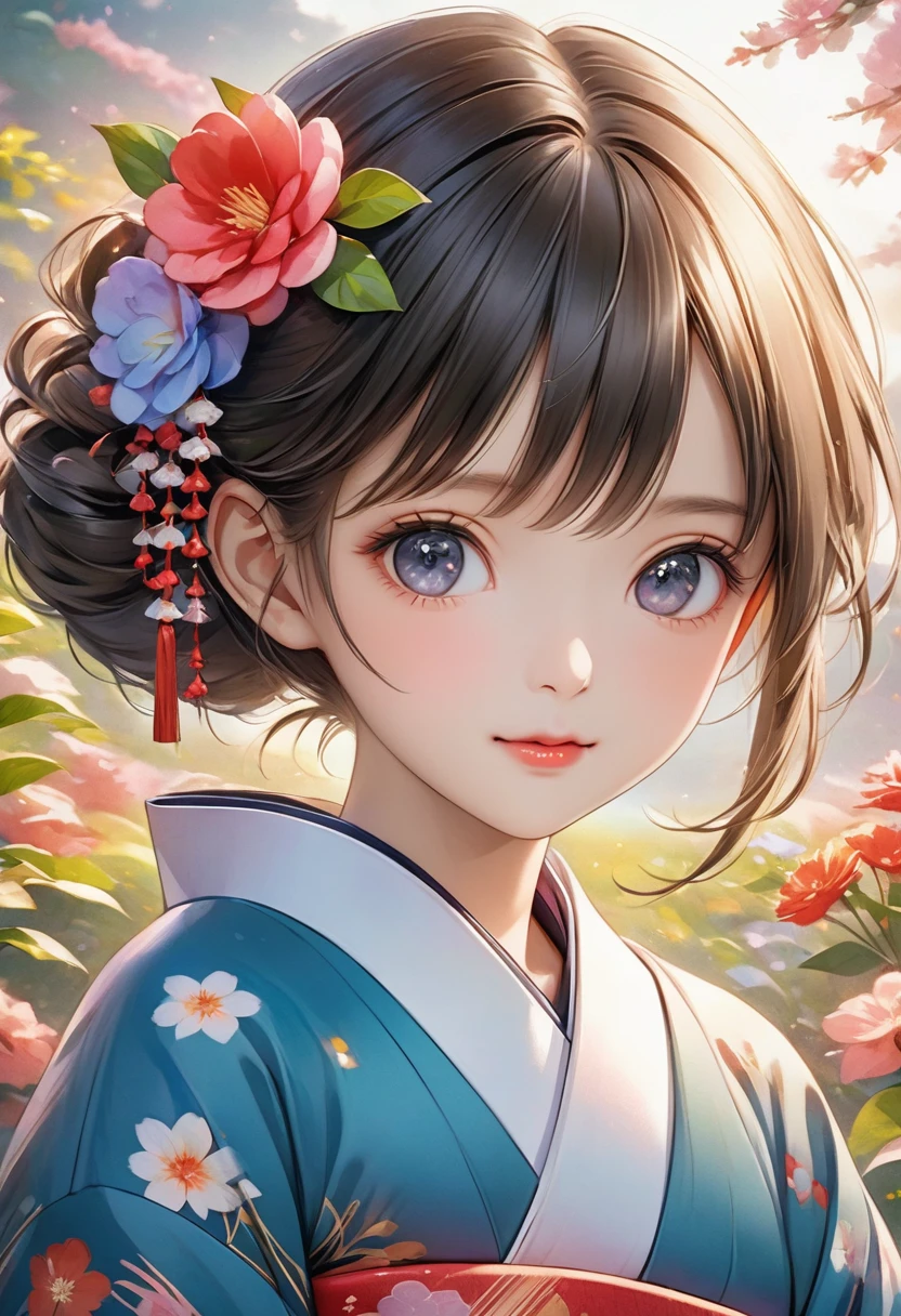 anime girl in kimono outfit with flowers in her hair, Beautiful anime portraits, Beautiful anime artwork, sayori, Anime Style 4k, Official artwork, Cute realistic portrait, Digital anime illustration, Beautiful and detailed anime art, Beautiful anime art, Detailed digital anime art, Anime style portrait, Anime Moe Art Style, Beautiful Anime Girls, anime art wallpaper 4k, Japanese art style