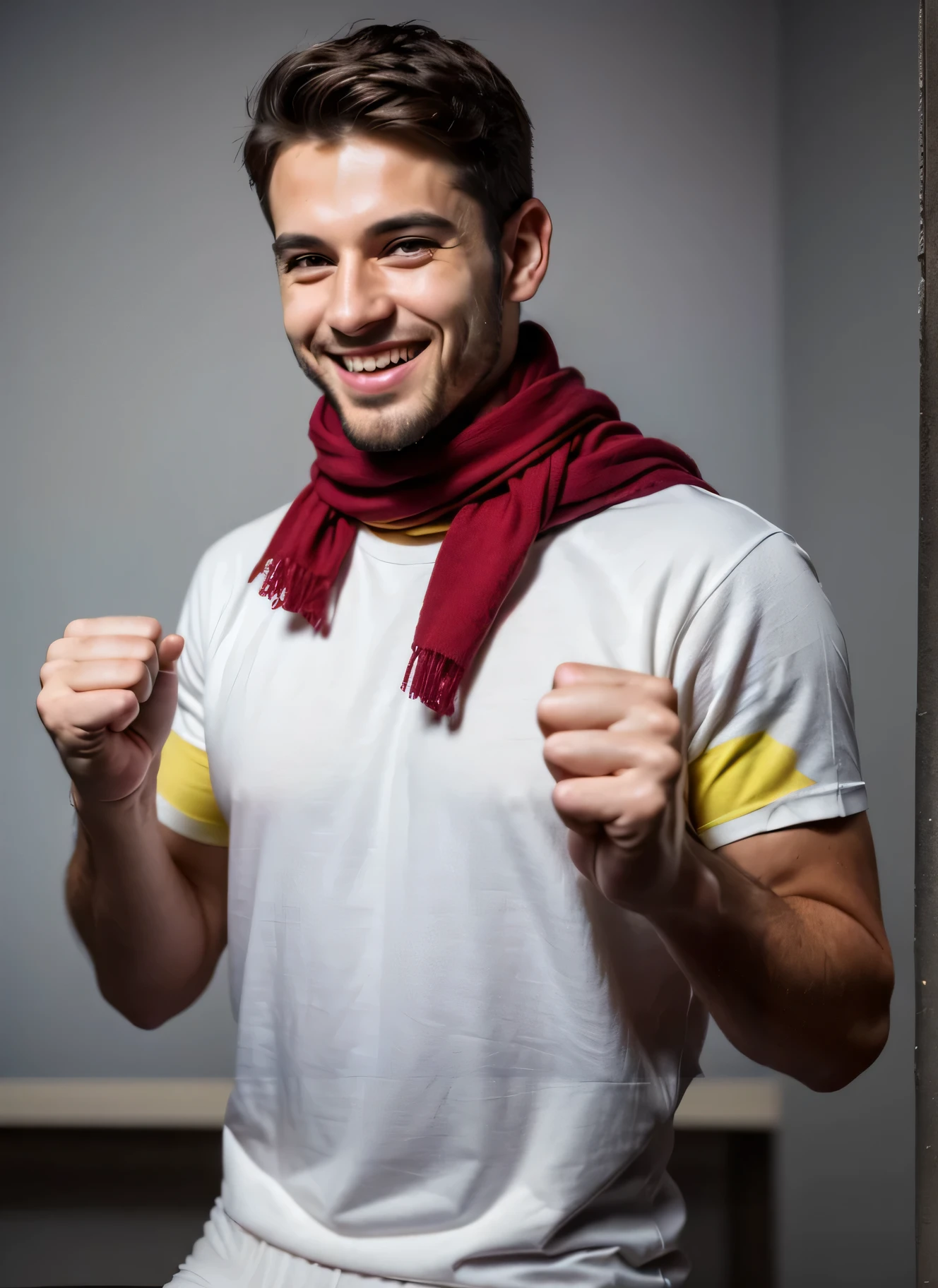 male body, Men's White T-Shirt