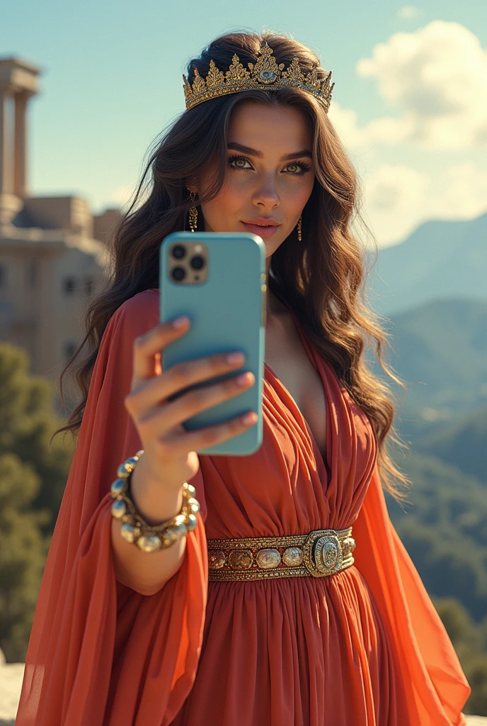 hera the goddes taking a selfie in genz way