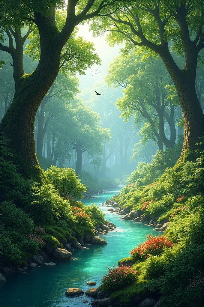 A beautiful forest with plenty of water