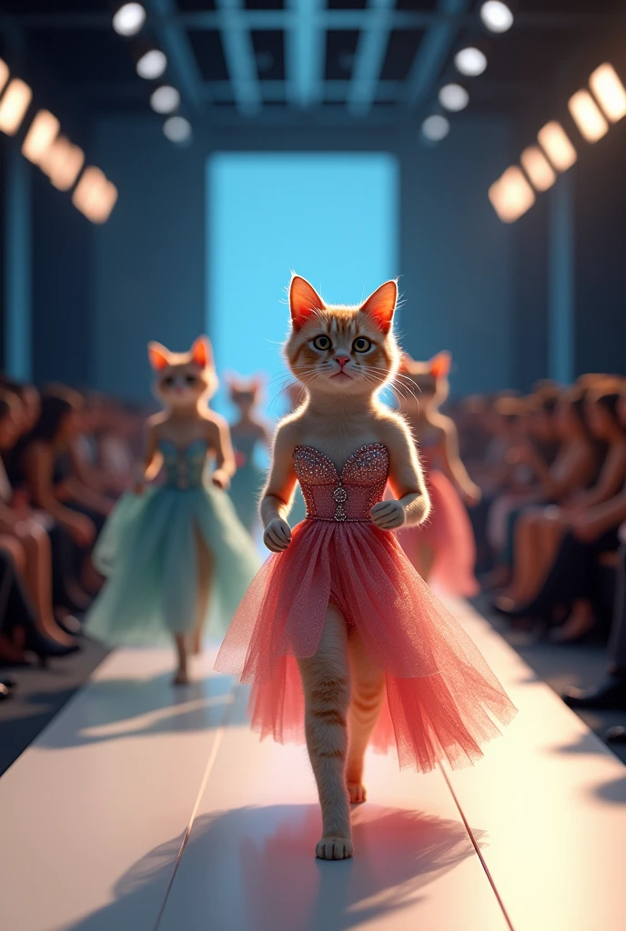 Cat
in a dress fasion show competitions