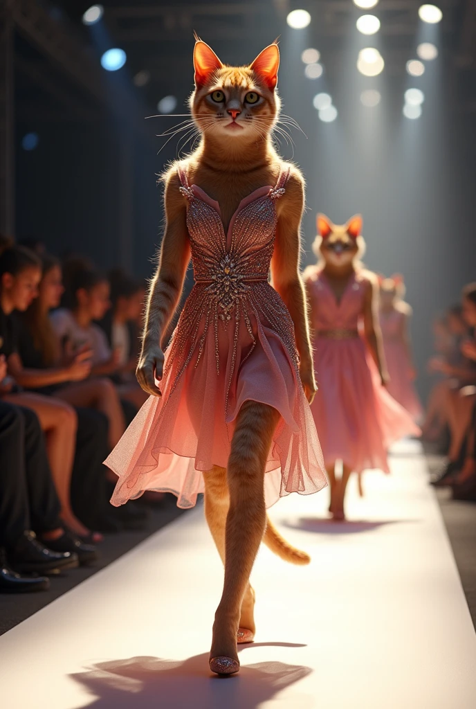 Cat
in a dress fasion show competitions 
