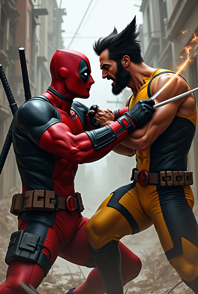 Deadpool negro vs Wolverine sem barba