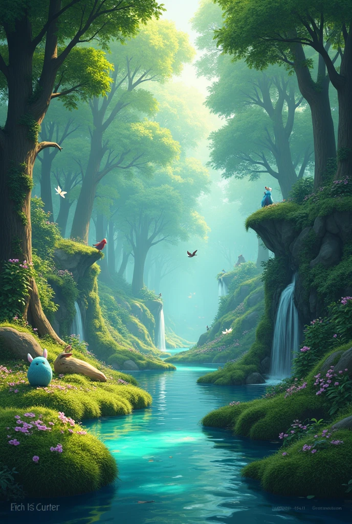A beautiful forest with plenty of water for a story-based animation