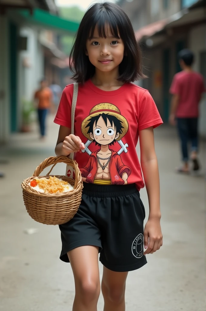 Circle potato chips logo, ultra hd image, luffy eat chip on cute expretion so happy