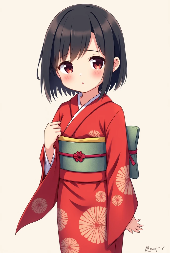 Girls under 5 years old, height up to 100, kimono, small breasts, patterned cotton panties, fabric realistic, black hair, no jacket