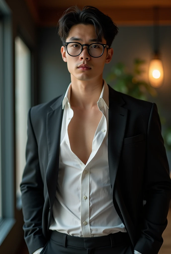 1 handsome Korean gentleman, 2, Lawyer, Lawyer,wetclothes,wear glasses,provocative and erotic pose, armpit sweat, Professional attire, Handsome and elegant, Wearing uniform, sexy abstinence, wearing blouse, Masculine and handsome, muscular, Nice looking muscles, , fair skin, Black eyes (1:3 thin eyes), Full body shot, erotic face, firm chest, provocative, , sexy