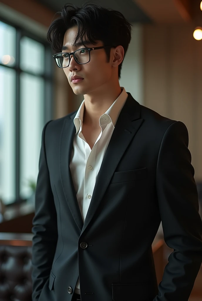 1 handsome Korean gentleman, 2, Lawyer, Lawyer,wetclothes,wear glasses,provocative and erotic pose, armpit sweat, Professional attire, Handsome and elegant, Wearing uniform, sexy abstinence, wearing blouse, Masculine and handsome, muscular, Nice looking muscles, , fair skin, Black eyes (1:3 thin eyes), Full body shot, erotic face, firm chest, provocative, , sexy