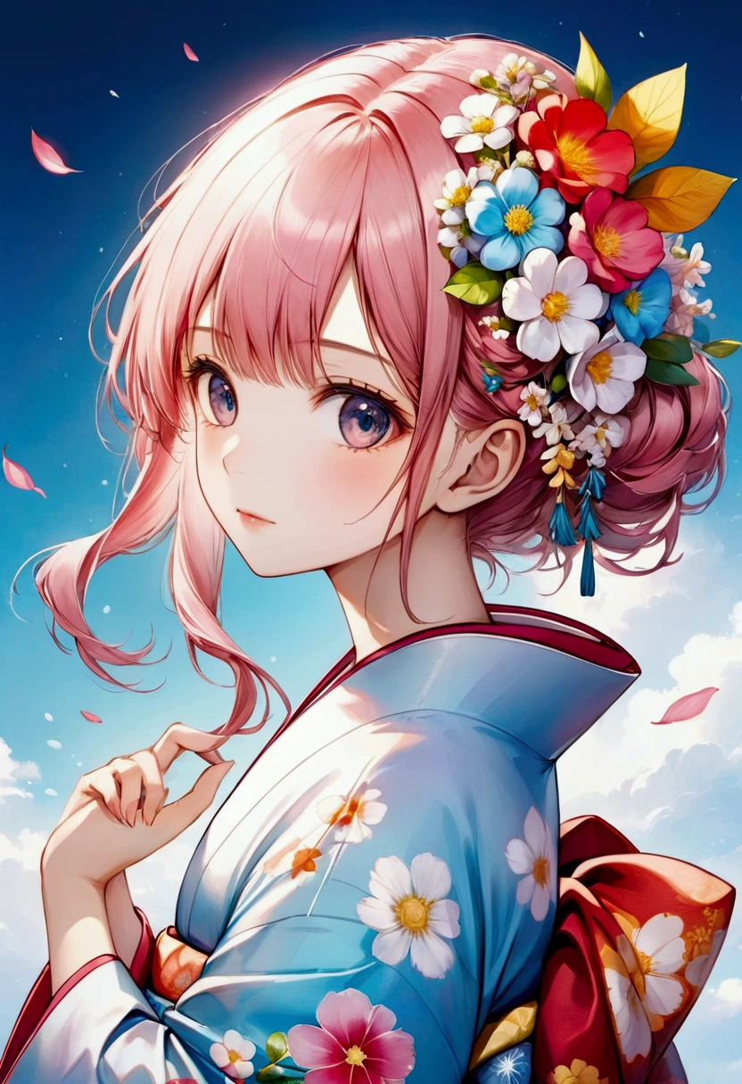 anime girl in kimono outfit with flowers in her hair, Beautiful anime portraits, Beautiful anime artwork, sayori, Anime Style 4k, Official artwork, Cute realistic portrait, Digital anime illustration, Beautiful and detailed anime art, Beautiful anime art, Detailed digital anime art, Anime style portrait, Anime Moe Art Style, Beautiful Anime Girls, anime art wallpaper 4k, Japanese art style