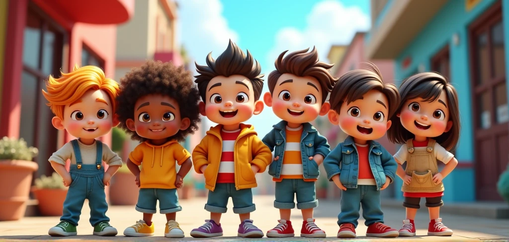 create a banner for youtube channel named kahani gang. kids standing like a gang in photo