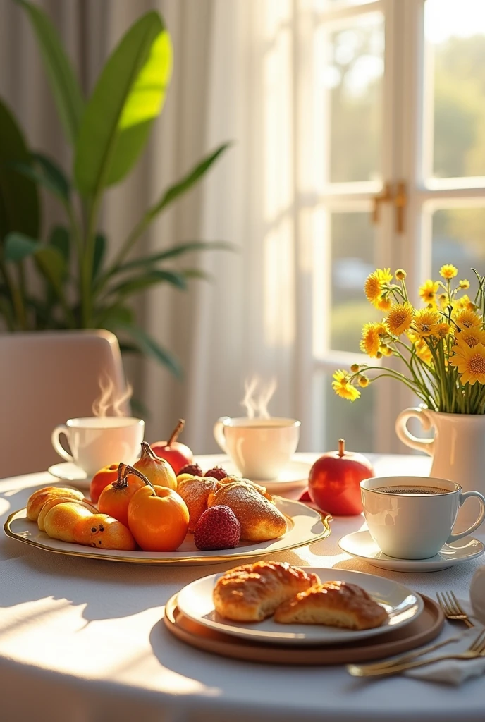 A beautiful breakfast table.