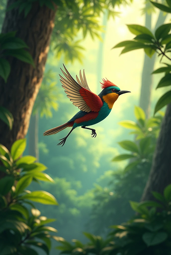 The Parajo Tintin spent his days flying between the branches, enjoying the cool breeze and warm sun.