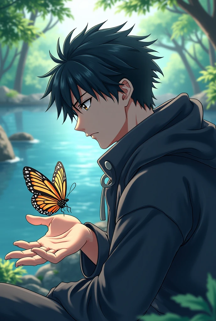 Tomioka with a butterfly drawing