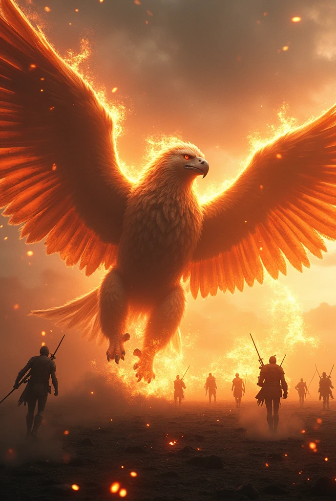 Griffon、A legendary creature with the body of a lion and the head and wings of an eagle、Disperse the army、Explosive Flame、Big fire