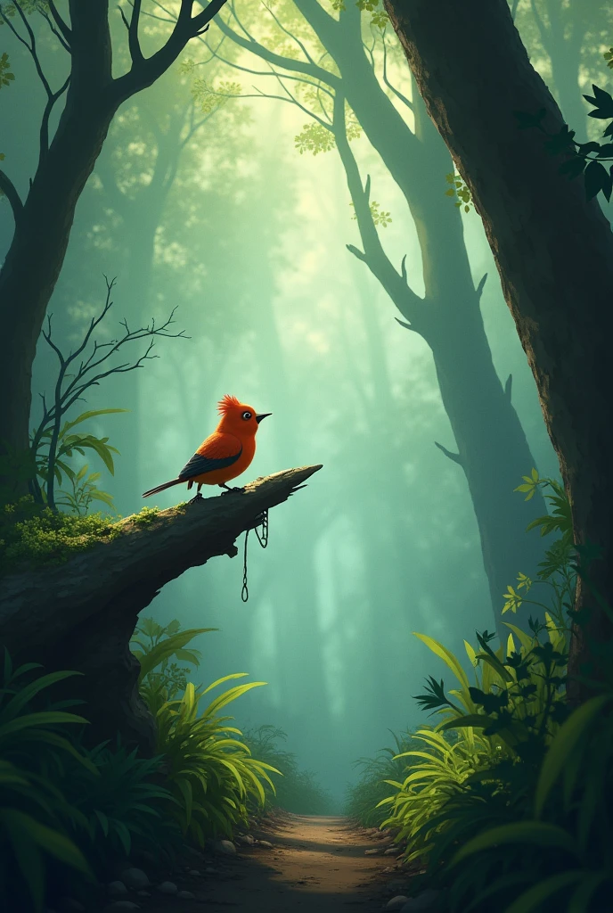 One day, while exploring a new part of the forest,  Tintin the bird noticed something strange. The air was heavy with smoke and an unpleasant smell.
